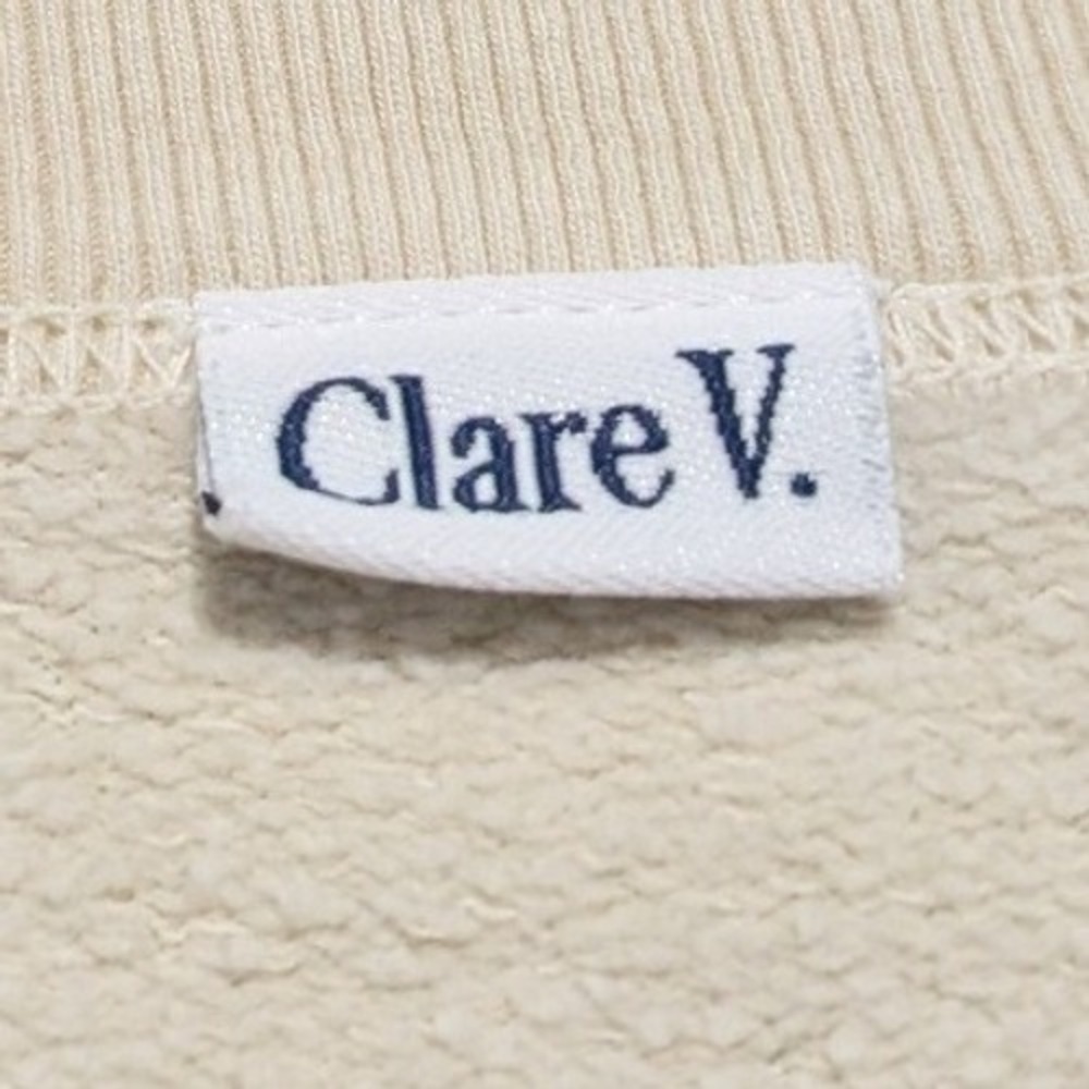 Clare V. Cotton Oui Palm Tree Graphic Crew Neck Sweatshirt Cream Women's Size S - Picture 9 of 11